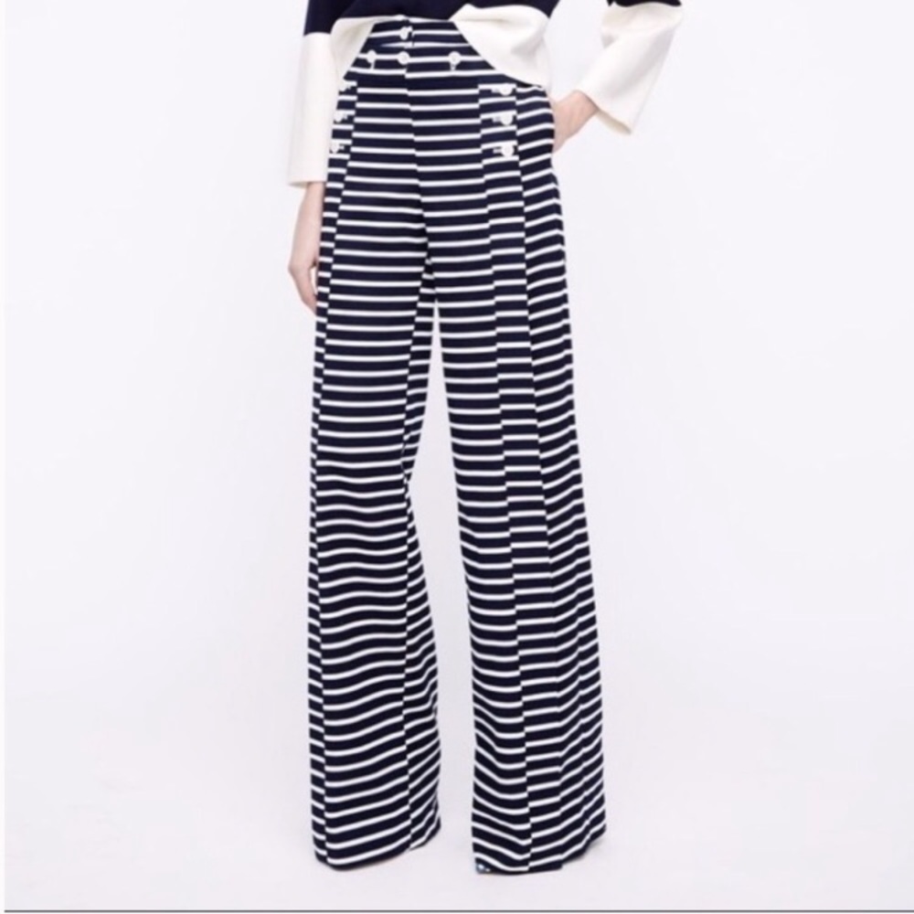J Crew wide leg stripped sailor pant size 14 NWT